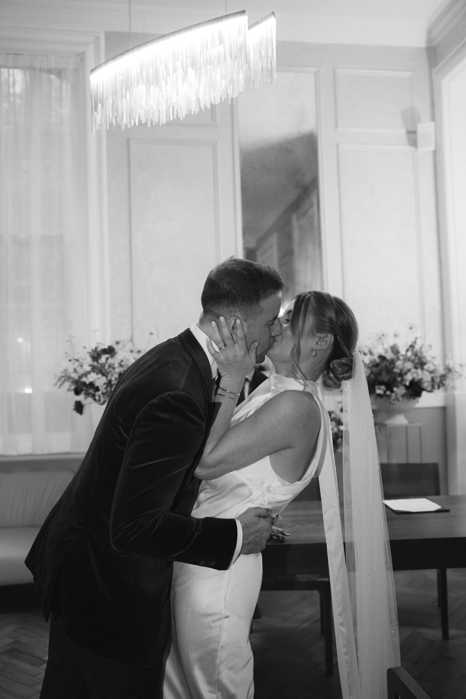 Happy kissing after ceremony