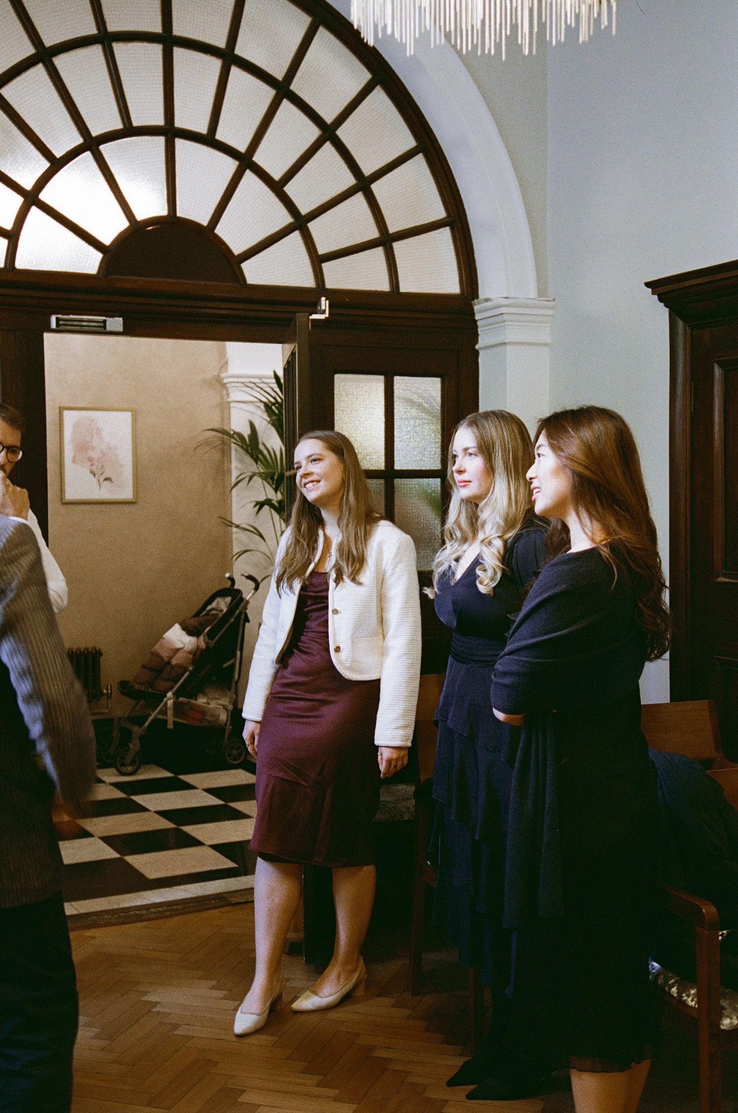 Wedding guests before ceremony