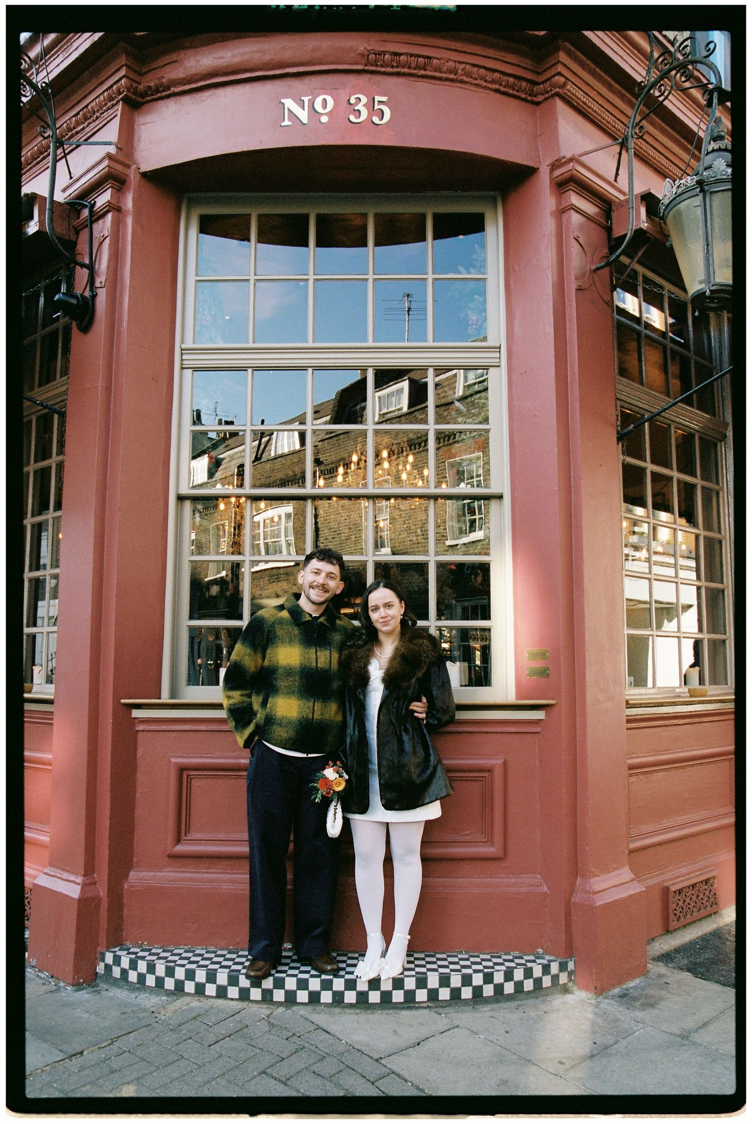Standing outside The Pig's Ear