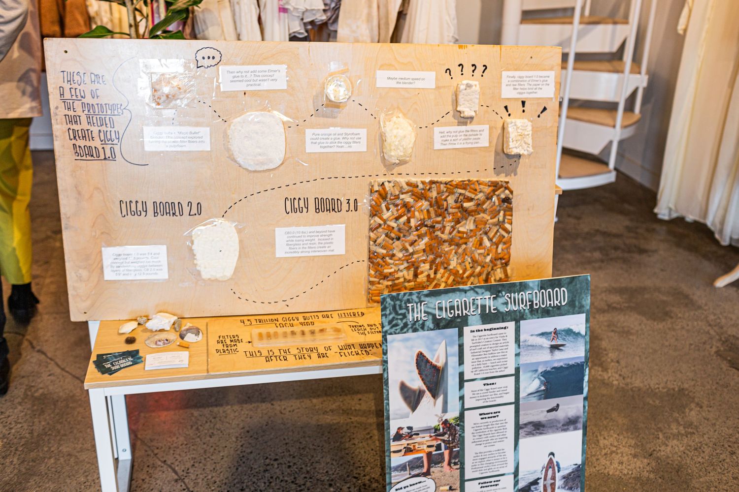 Wedding photo display boards with romantic themes and decorative elements arranged on vintage easels.