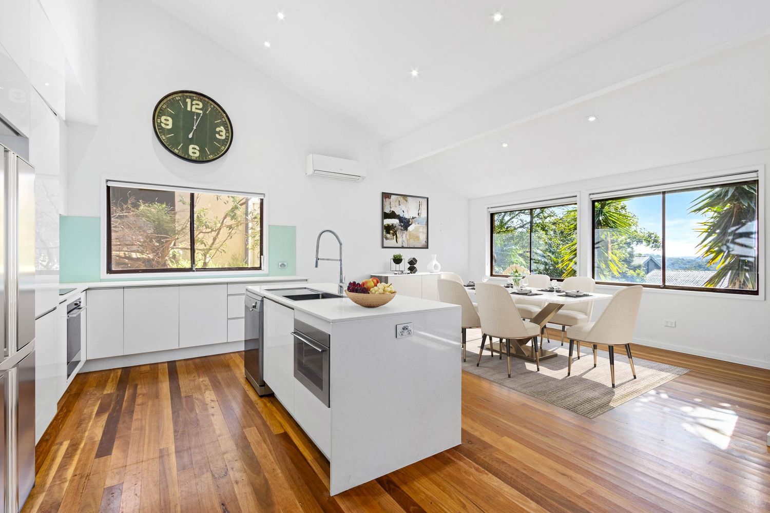 Real estate photo with virtual furniture