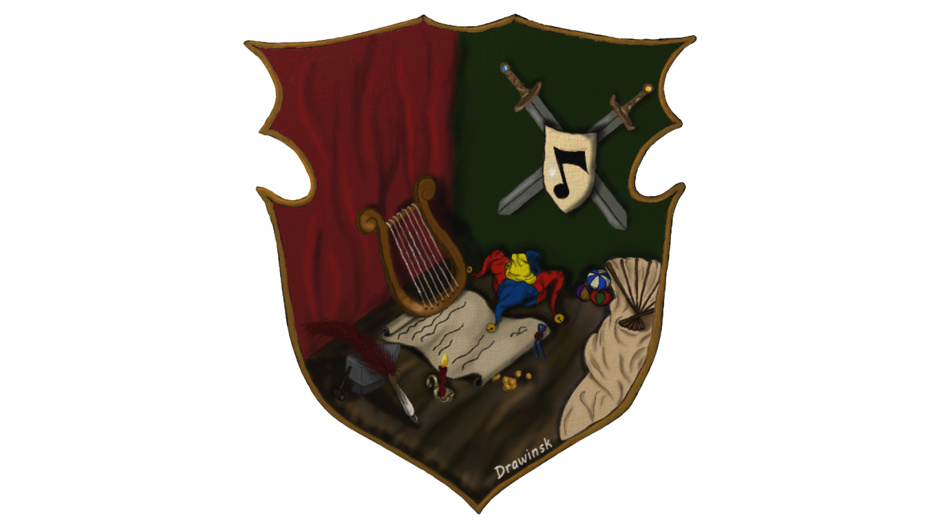 Decorative wooden shield plaque featuring hunting motifs with a rifle, deer antlers, and gloves on dark wood background.