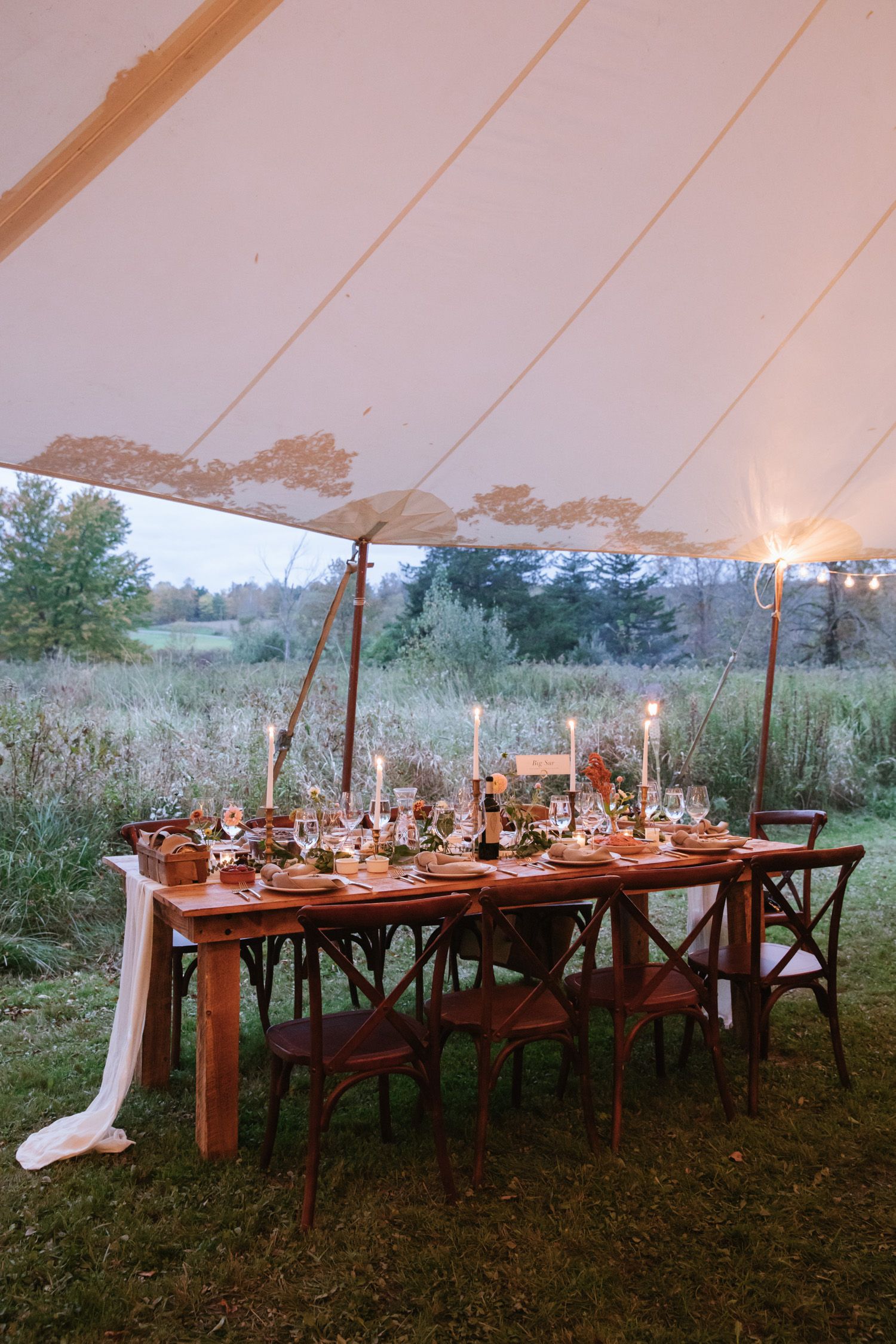 Rustic wedding reception at a Hudson Valley wedding