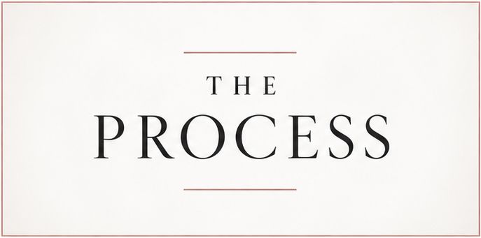 Elegant minimalist logo design for The Process featuring serif typography on a light background with a red underline accent.
