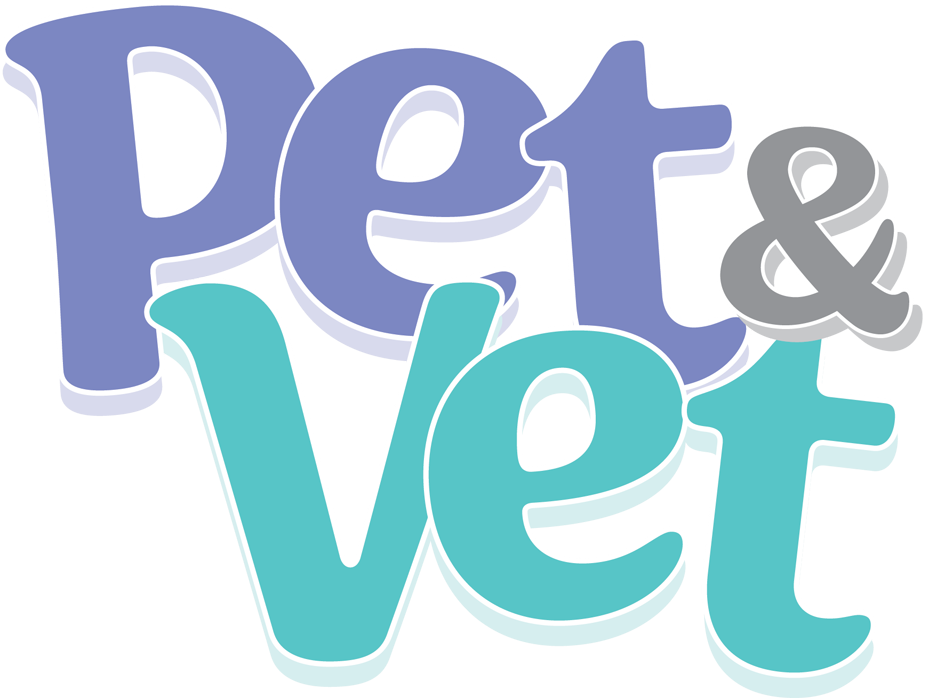 Colorful text banner with gradient effect from blue to turquoise displaying Pet & Pet text design.