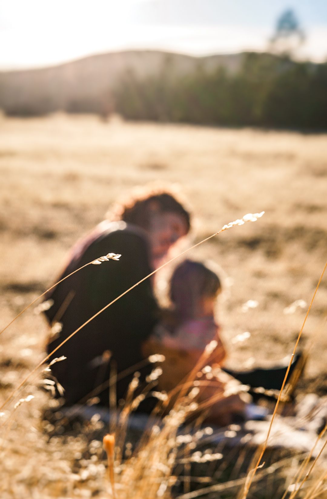 a photo of mother and child in a meadow