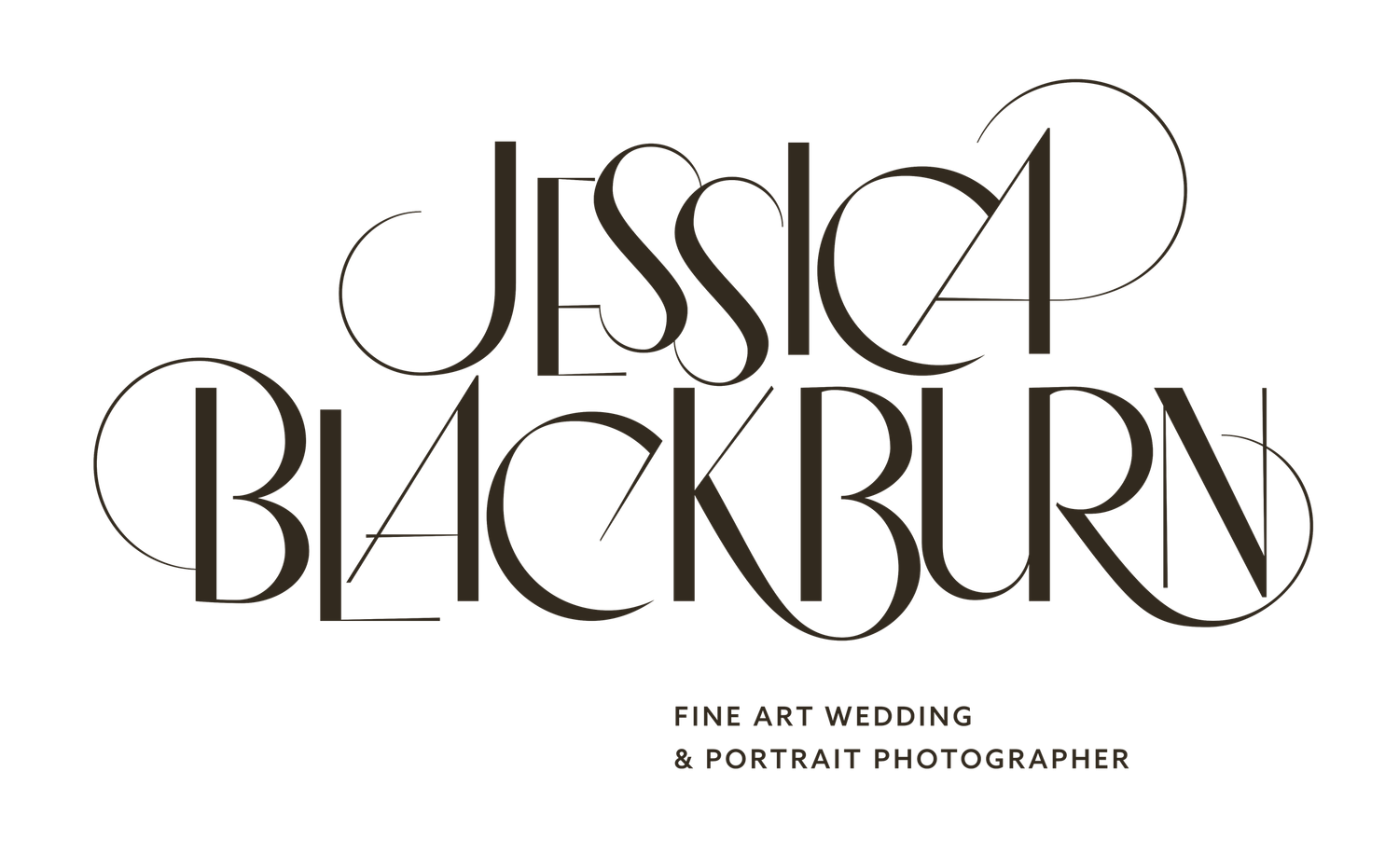 Elegant black typography logo design for Jessica Blackburn Fine Art Wedding and Portrait Photographer.