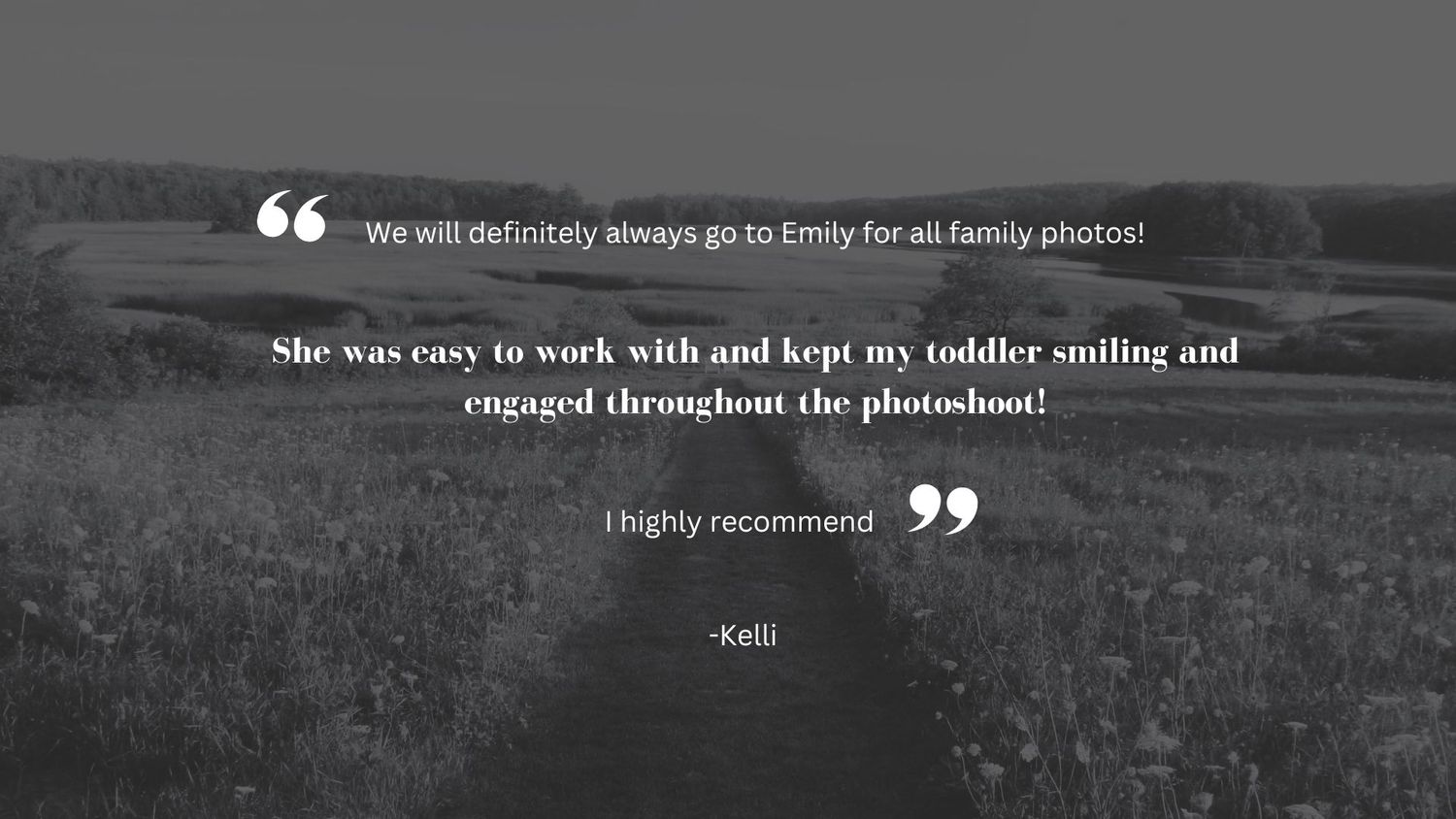Client testimonial praising Emily Romeyn Photography for exceptional newborn and family photography in Grand Rapids, creating treasured prin