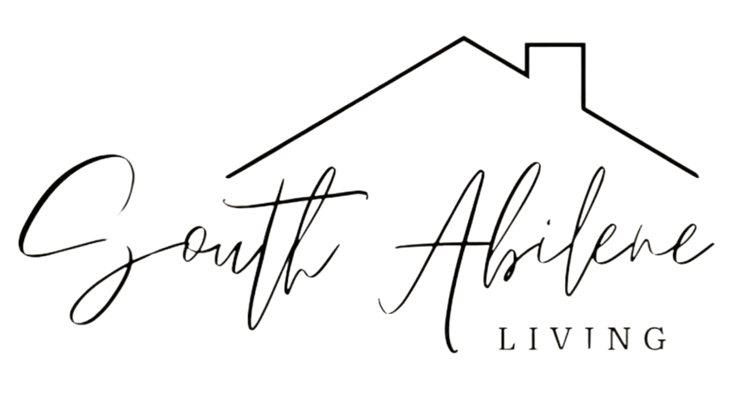 Black minimalist logo design with house silhouette and cursive text for South Abilene.