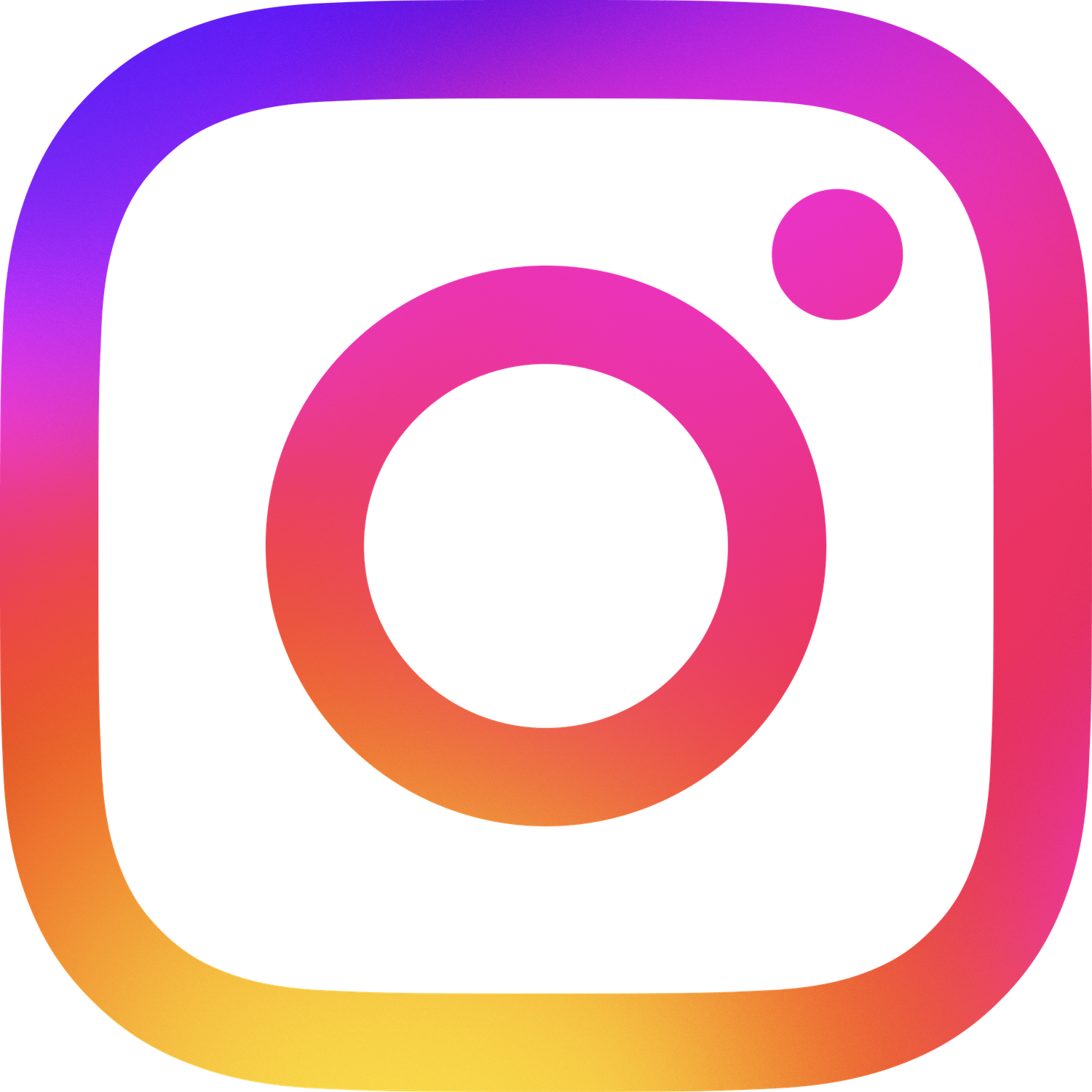 Colorful Instagram logo icon with gradient pink, purple, and orange hues on a white rounded square background.