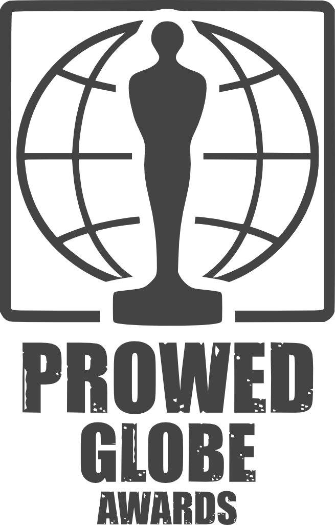 ProWed Globe Awards logo featuring a trophy silhouette against a globe in gray tones.