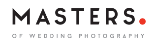 Masters of Wedding Photography logo in bold black text with a red period accent.