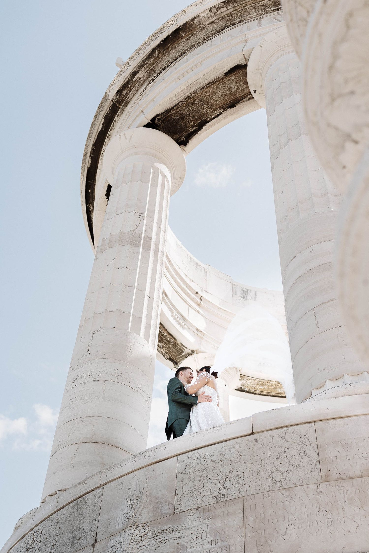Bride and groom portrait overlooking the Adriatic Sea at Monte Conero, Italy