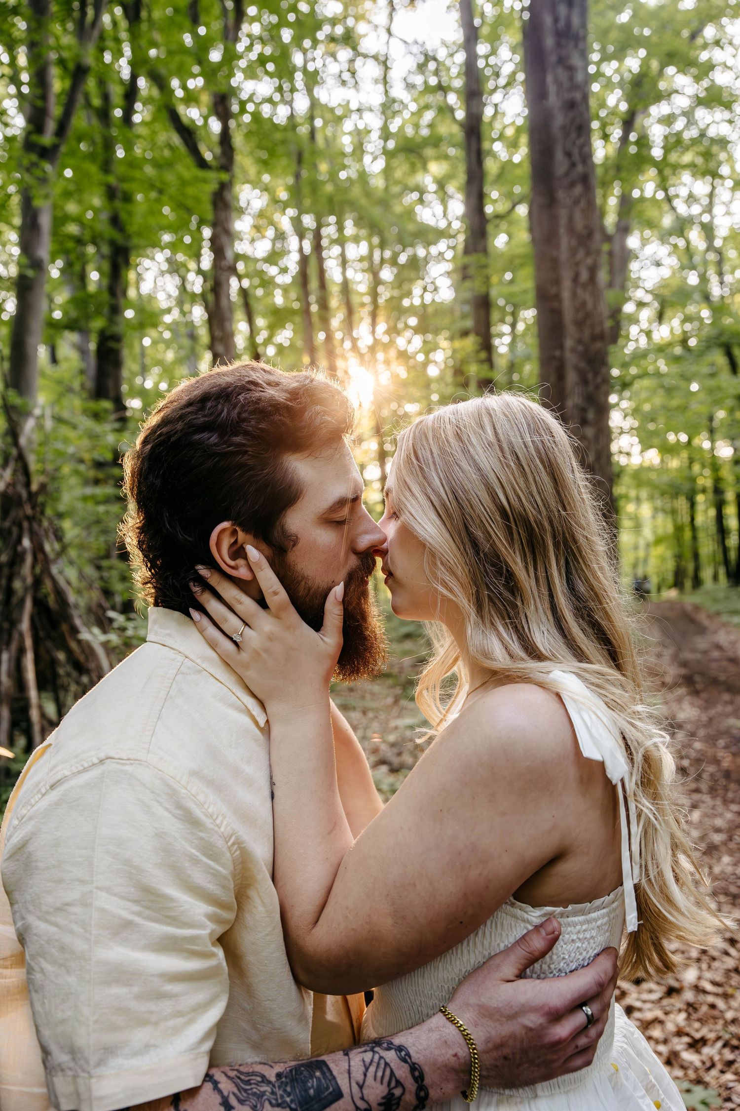 Michigan engagement session at sunset photographed by Michigan engagement photographer