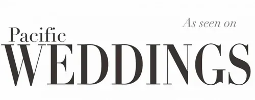 Pacific Weddings magazine header text in elegant typography.