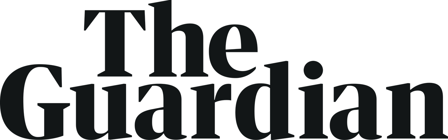 The Guardian newspaper logo displayed in bold black serif typography on a white background.