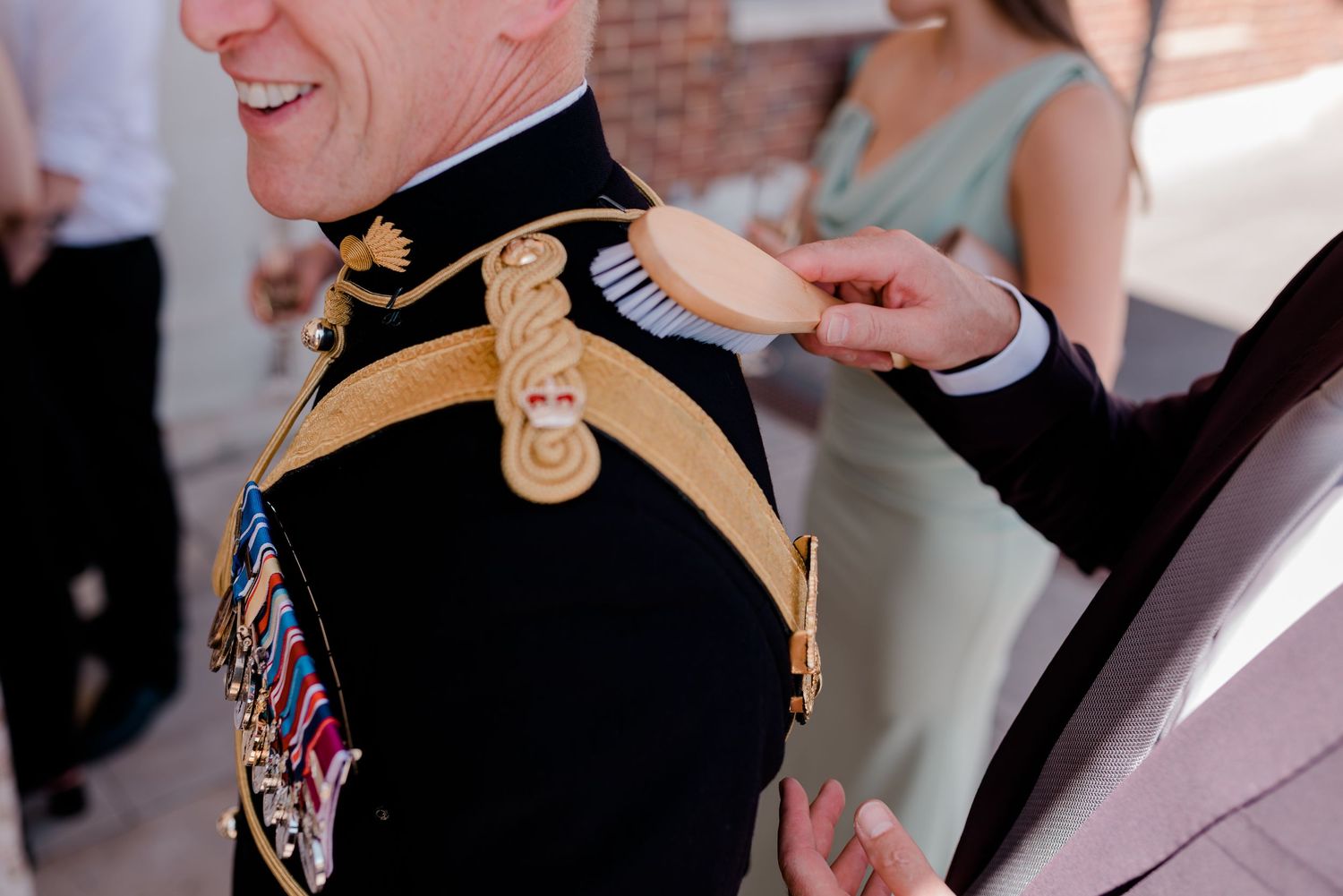 Wedding guests share joyful moments together in an intimate gathering.