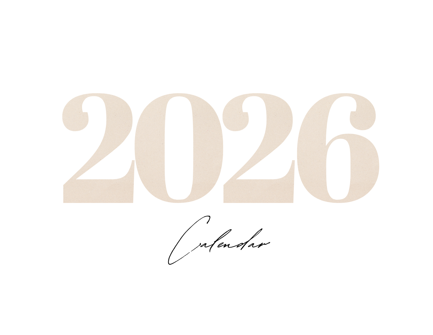 Modern typography showing the year 2026 in a light neutral color scheme.