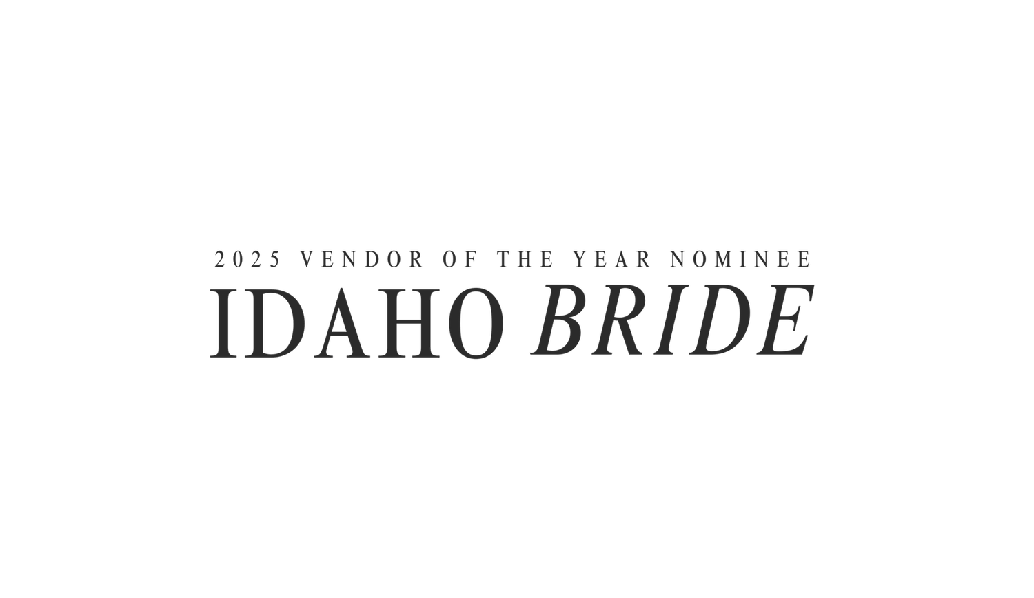 Text reading Idaho Bride in elegant typography against white background.
