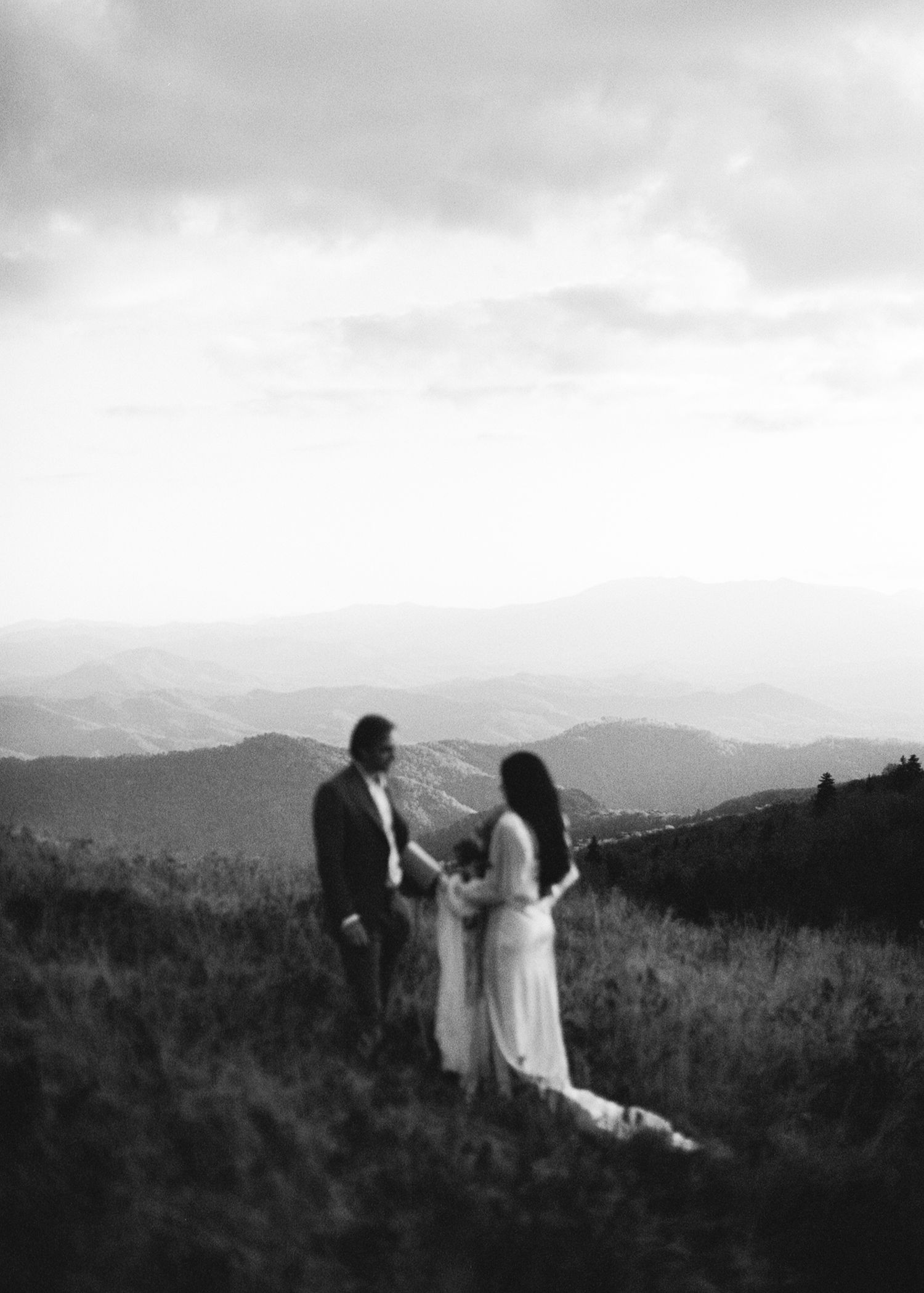 Nostalgic 35mm film photo of roan mountain elopement