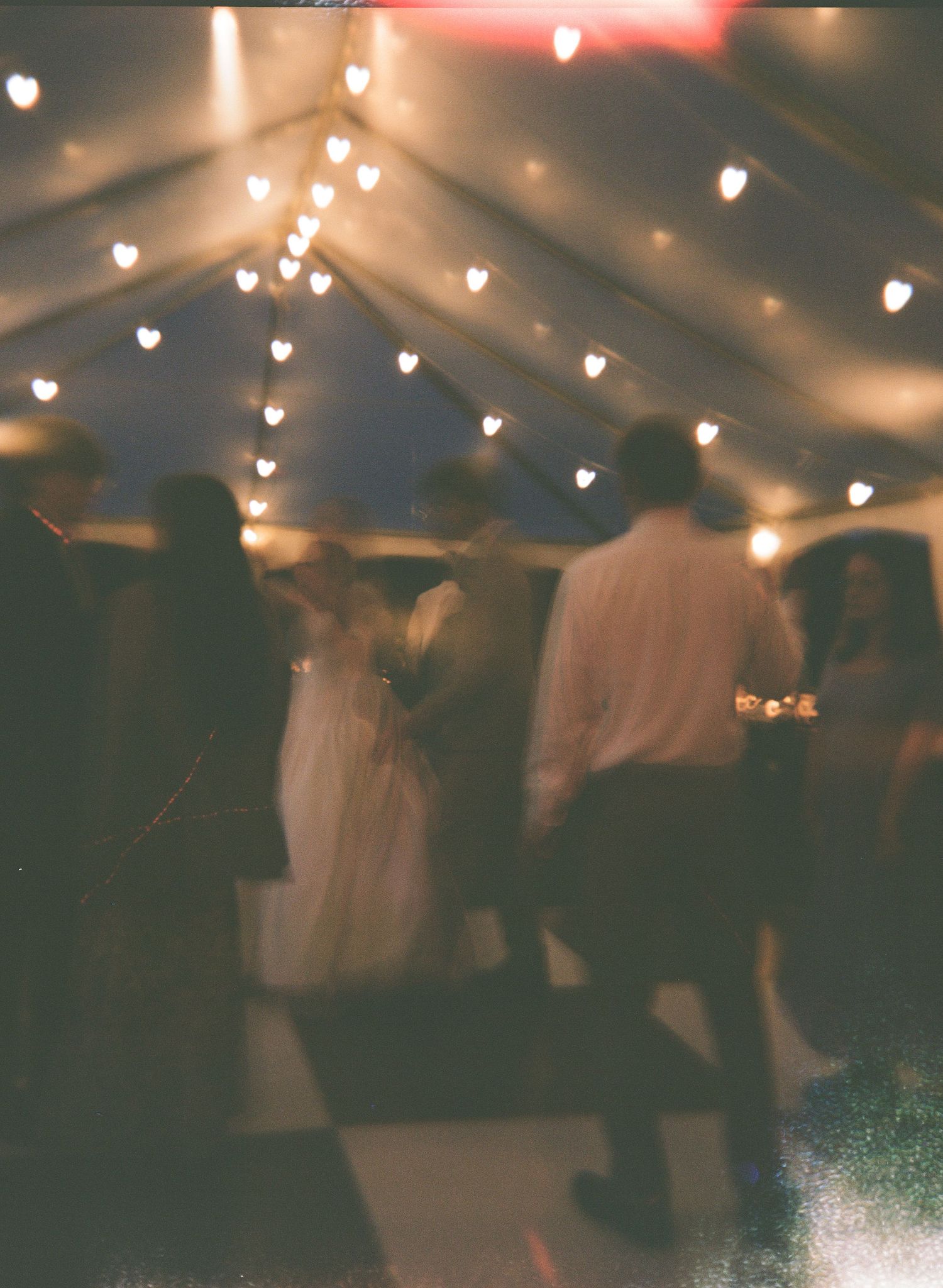 Romantic wedding reception image shot on 12omm film