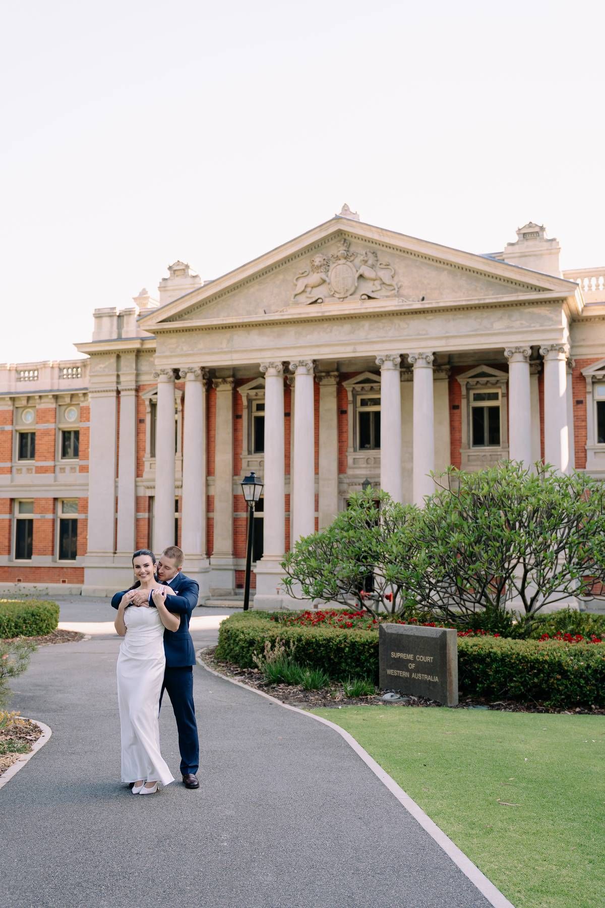 Wedding photos in Perth CBD and Old Tower House weddings, romantic couple portraits in Stirling Gardens, documentary style