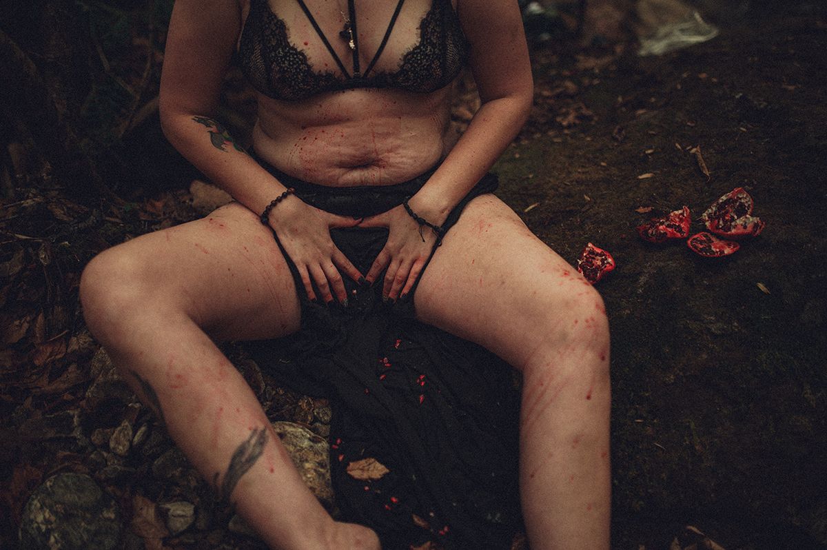 Ecosomatic, nature-based, dark and moody, portrait photography in Spartanburg, South Carolina.