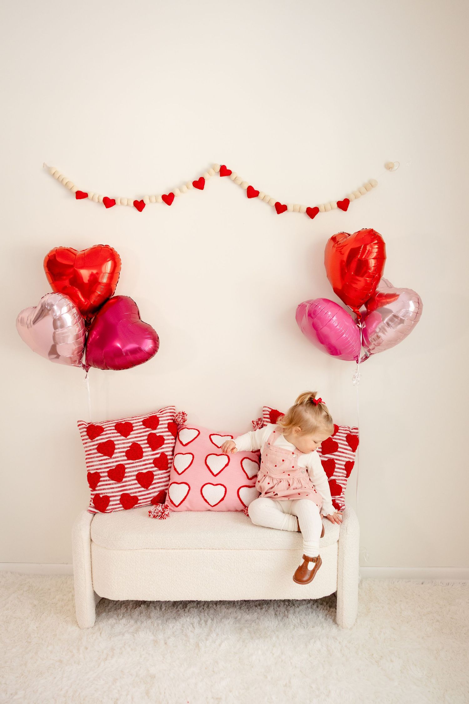Valentine's Day decor for Valentine's Day Mini Session in Brownsburg, IN by Katy Rose Photography.