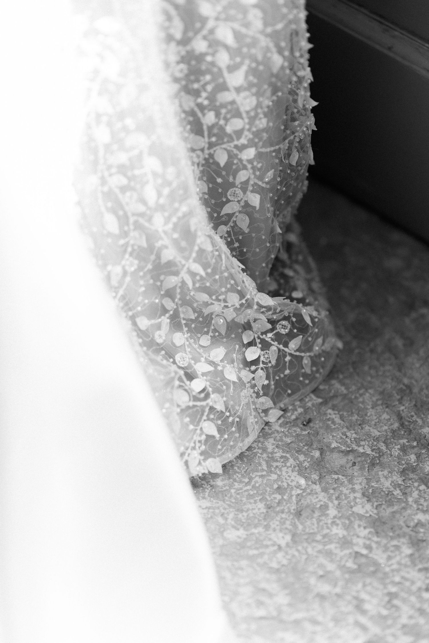 Macro photograph of ice crystals forming delicate patterns and textures on a frozen surface. Wedding Verona