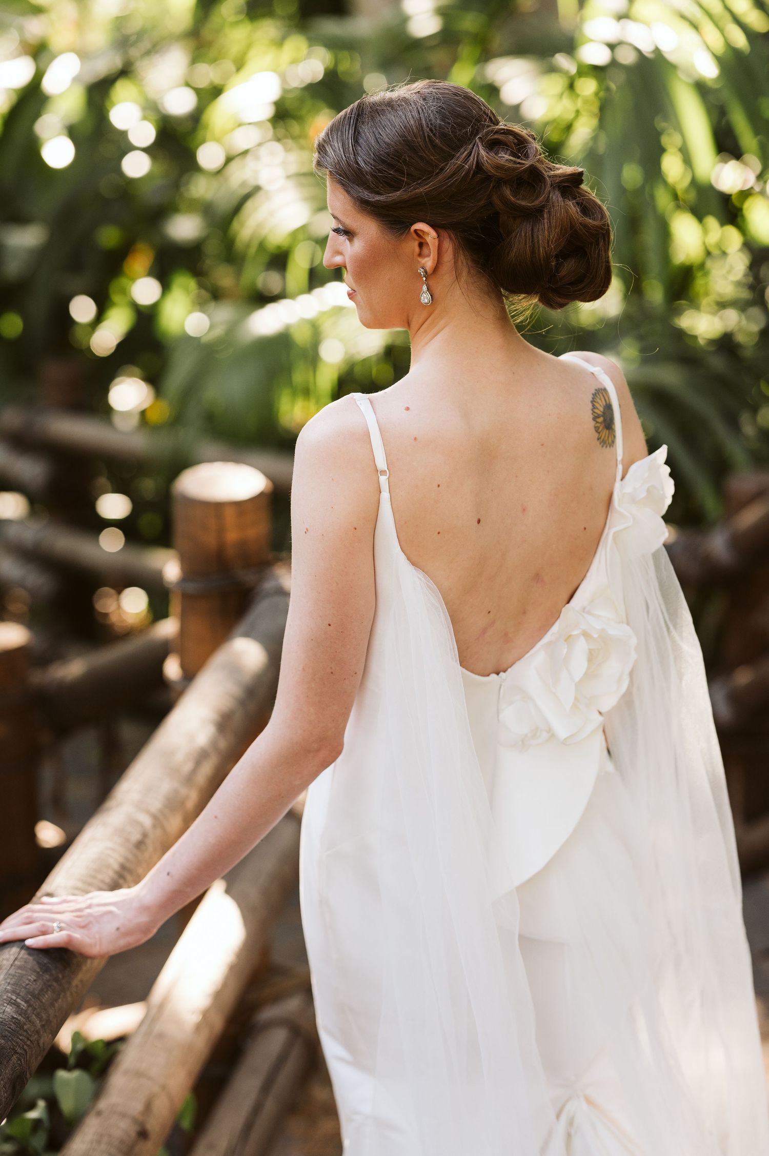 Bride looking away portrait at the Alameda Gardens