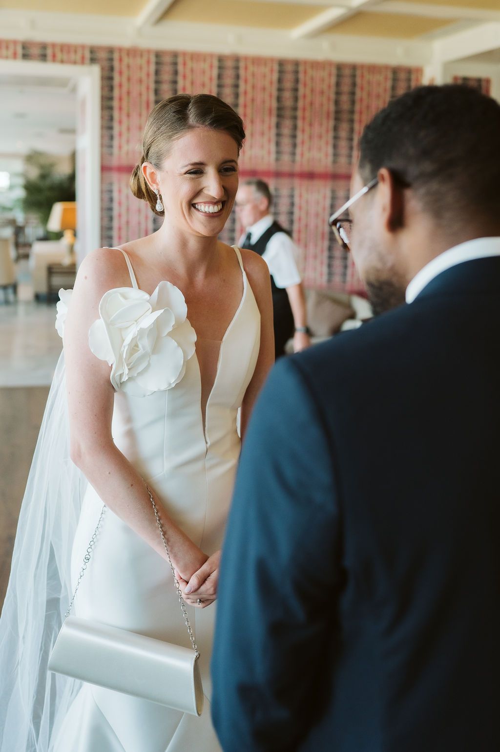 bride and groom first look at the Rock hotel