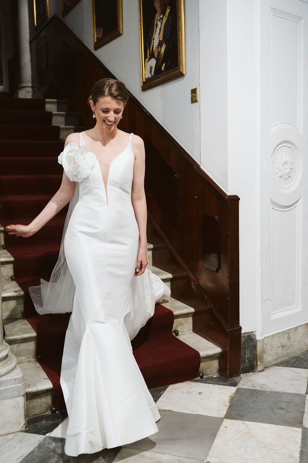 bride looking down at the registry office in Gibraltar