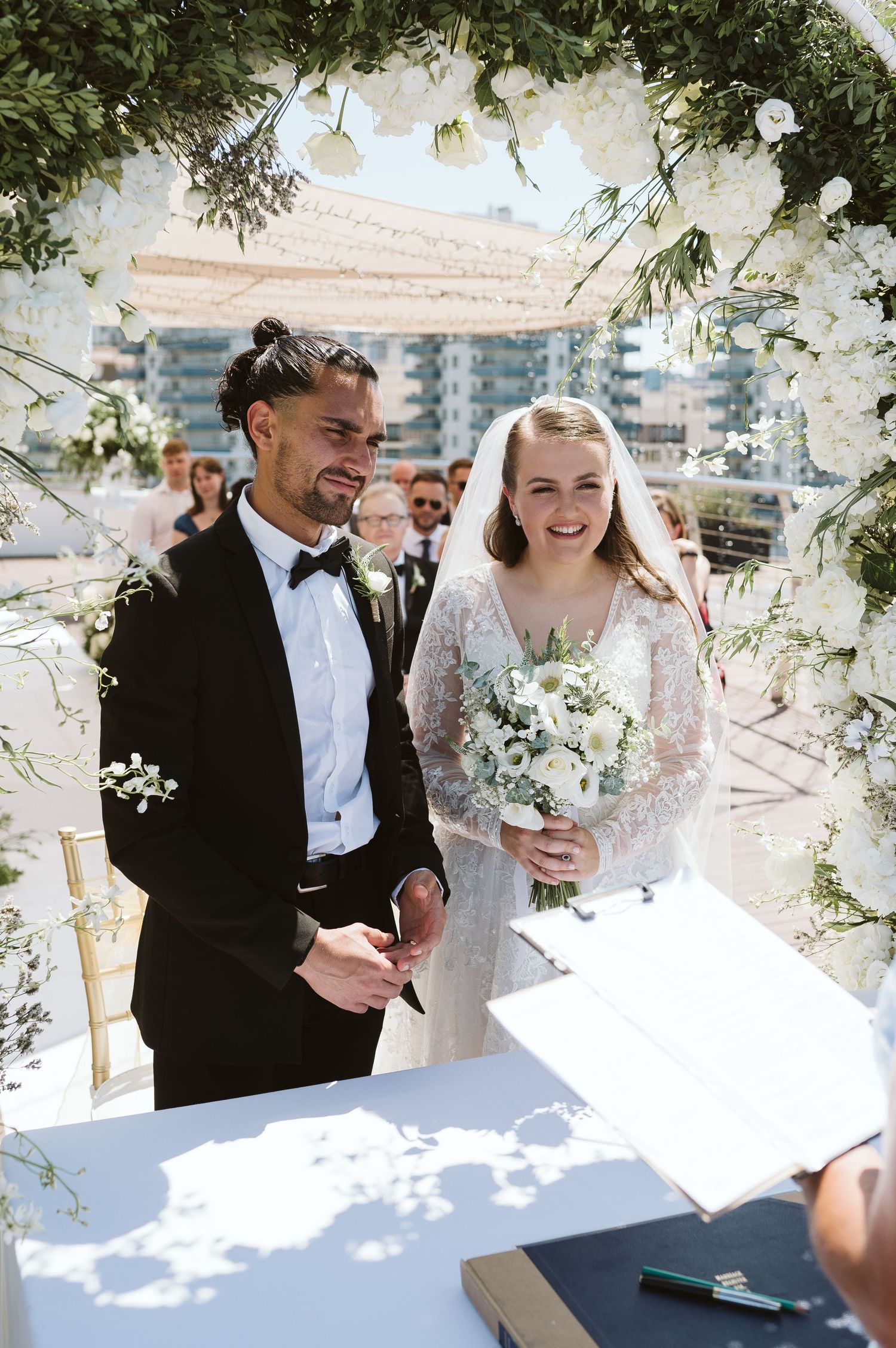 Wedding ceremony on Sunborn Hotel