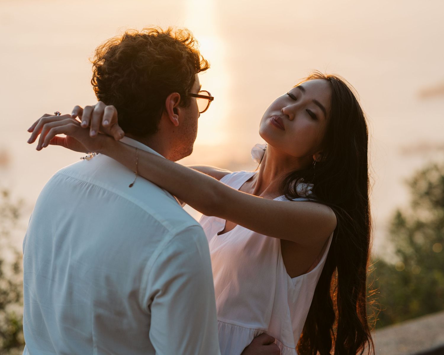 Bride enjoying the sunset