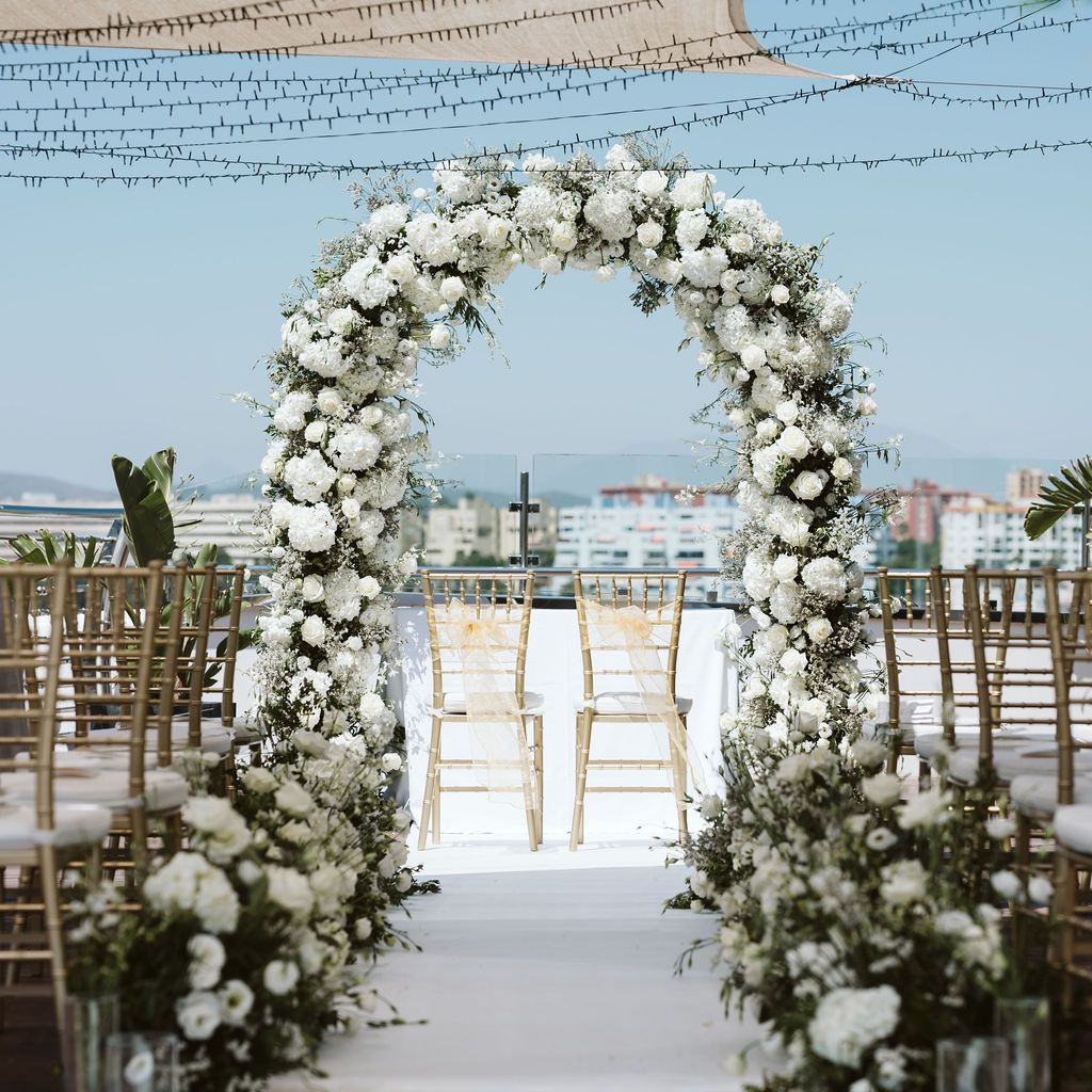Wedding ceremony on the deck of Sunborn Yacht Hotel in Gibraltar Marina