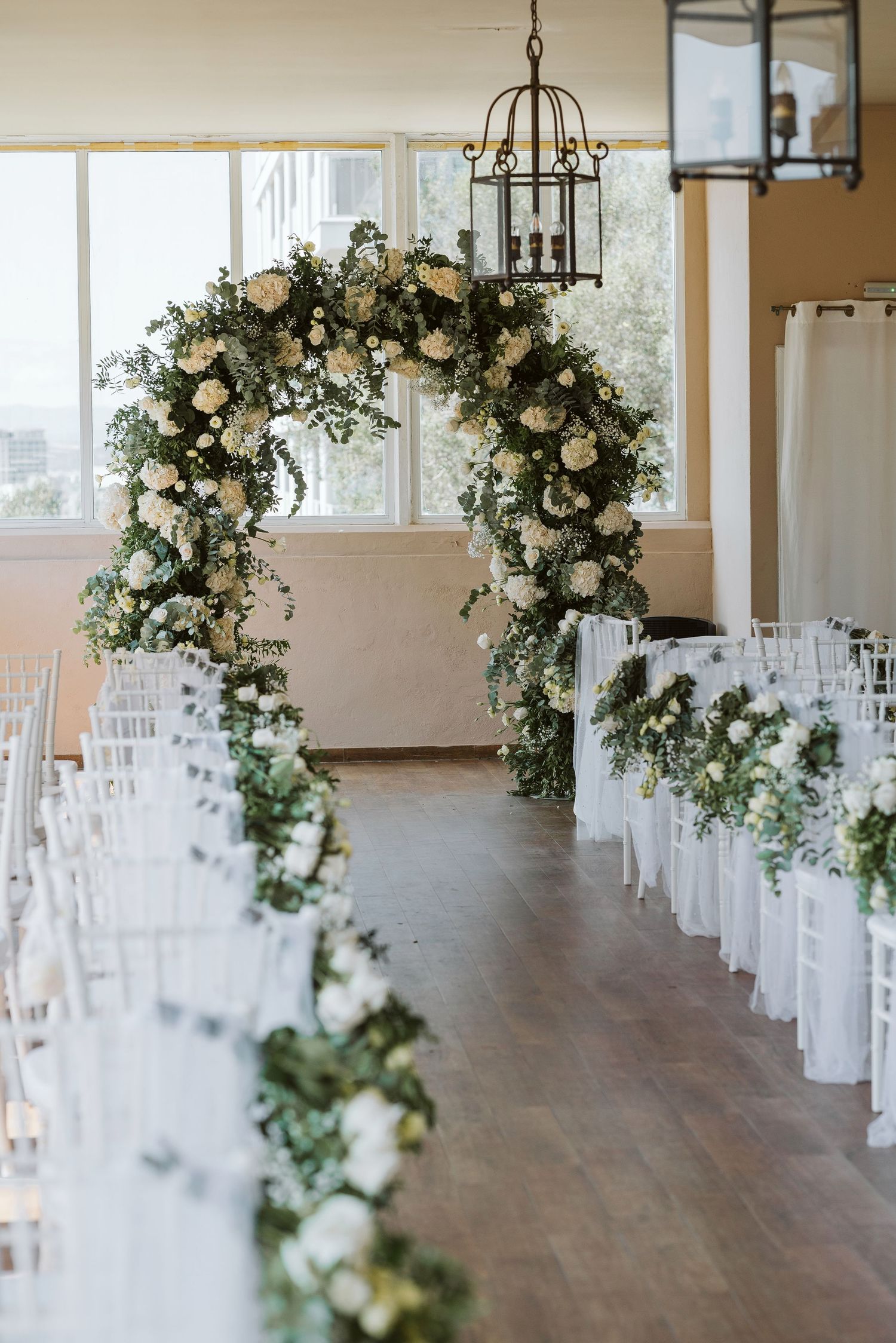 Terrace at Rock Hotel flower setup ceremony