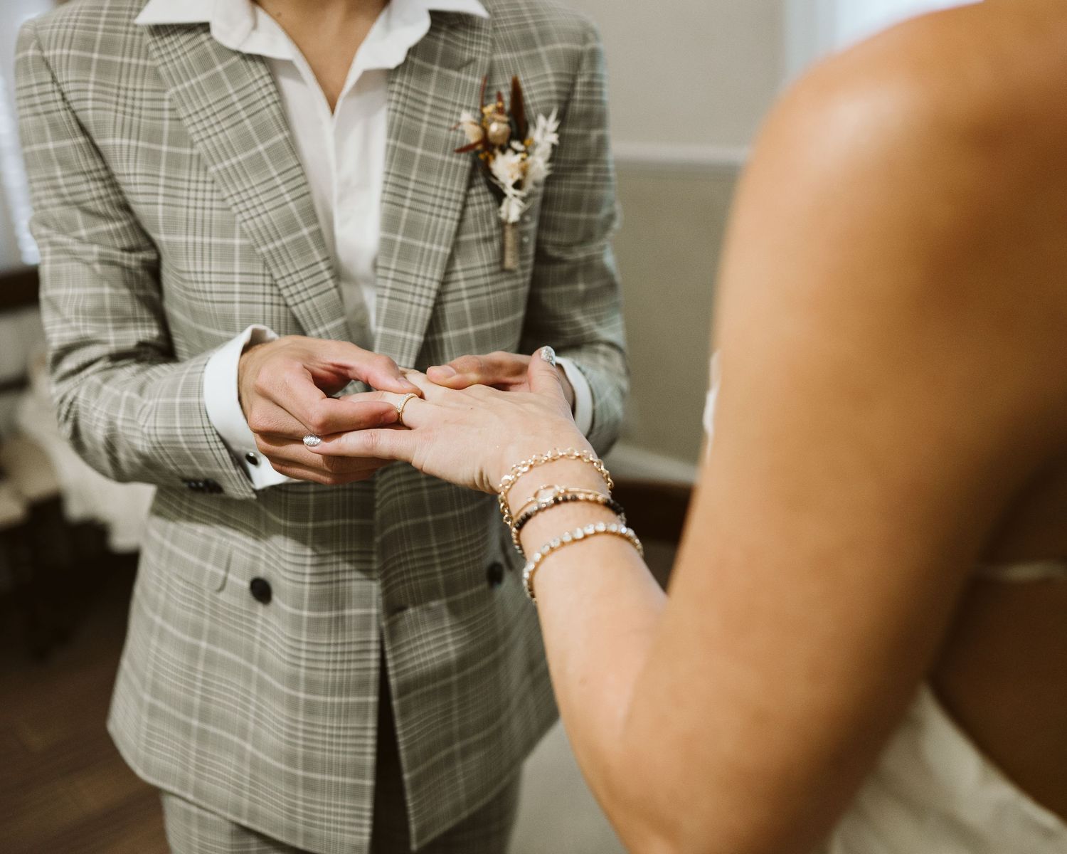 Ring being put at the Registry office in Gibraltar