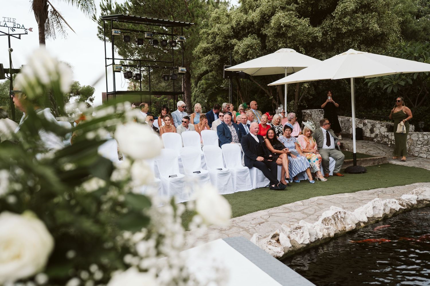 Wedding ceremony setup at Alameda Open Air Theatre in Gibraltar Botanic Gardens