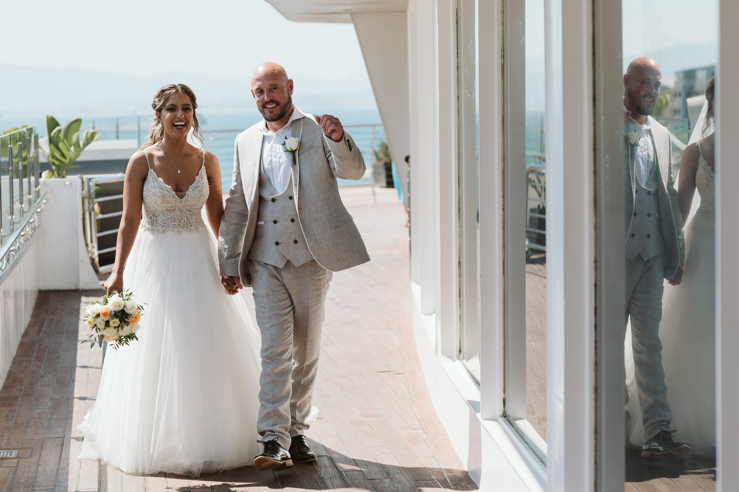 Just married happy walk