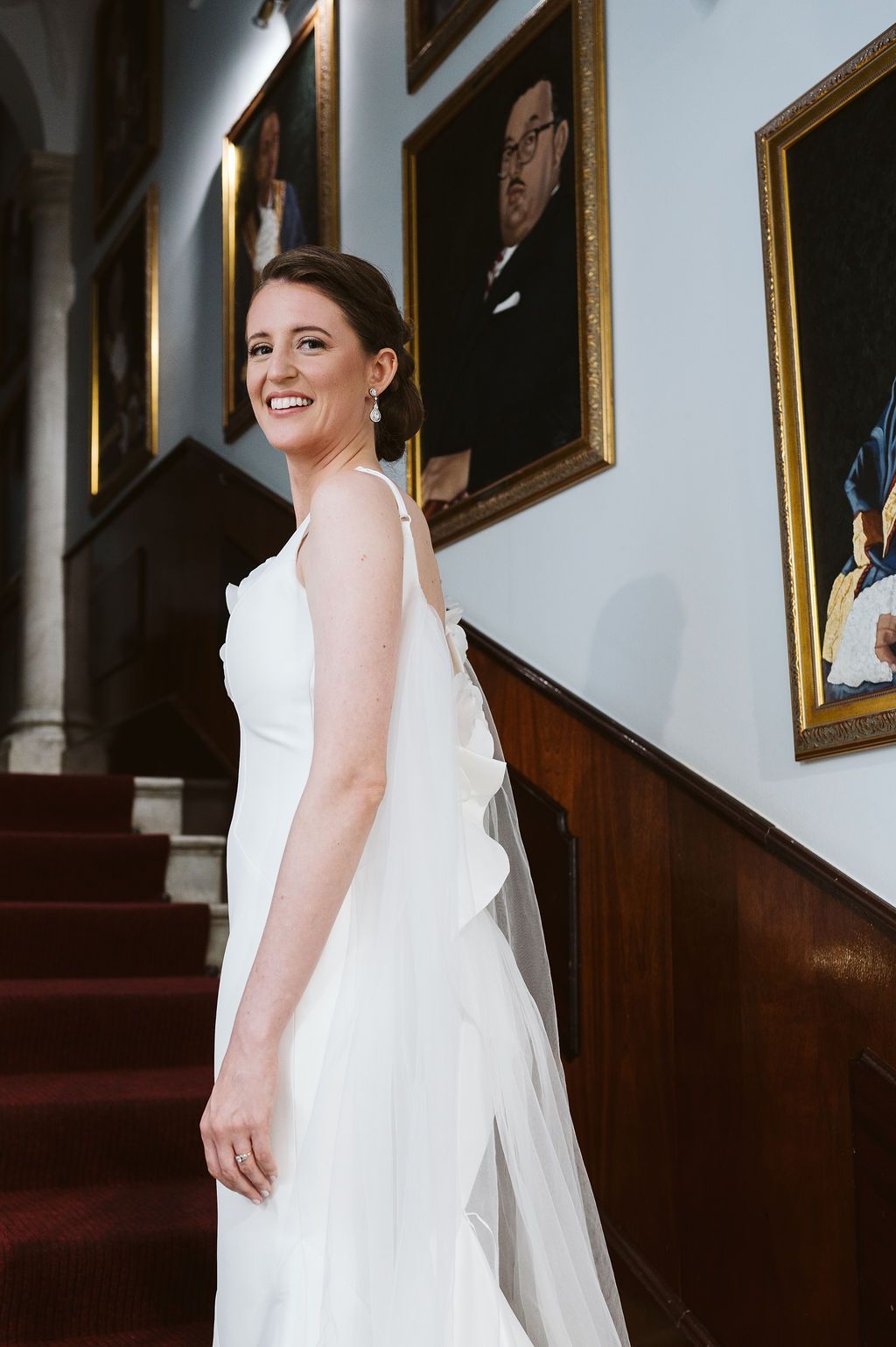 bride looking at the camera in registry office of Gibraltar