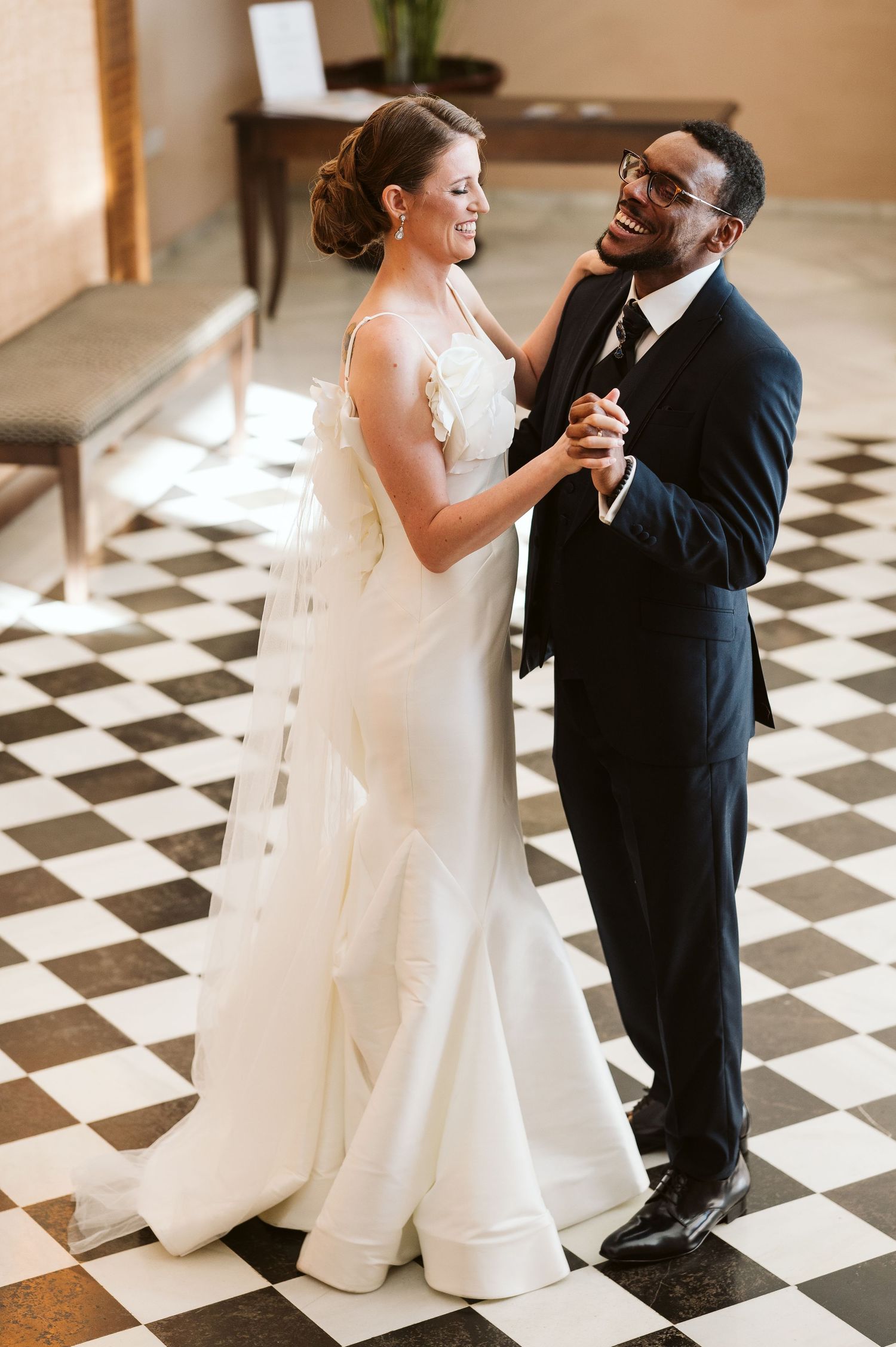 Bride and groom at the Rock Hotel dancing