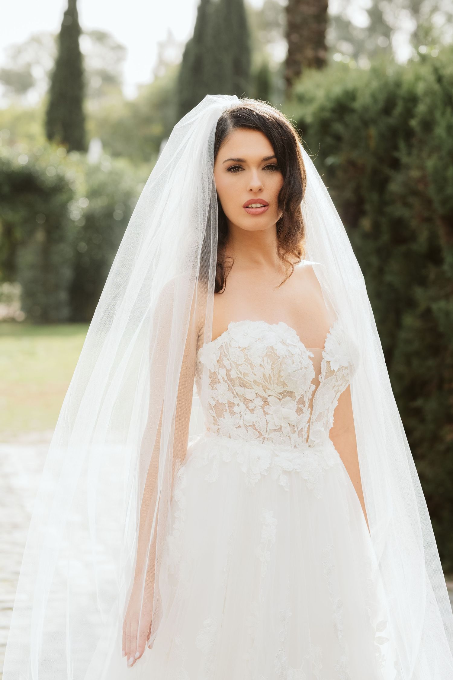 Bride posing for a beautiful portrait at finca monasterio