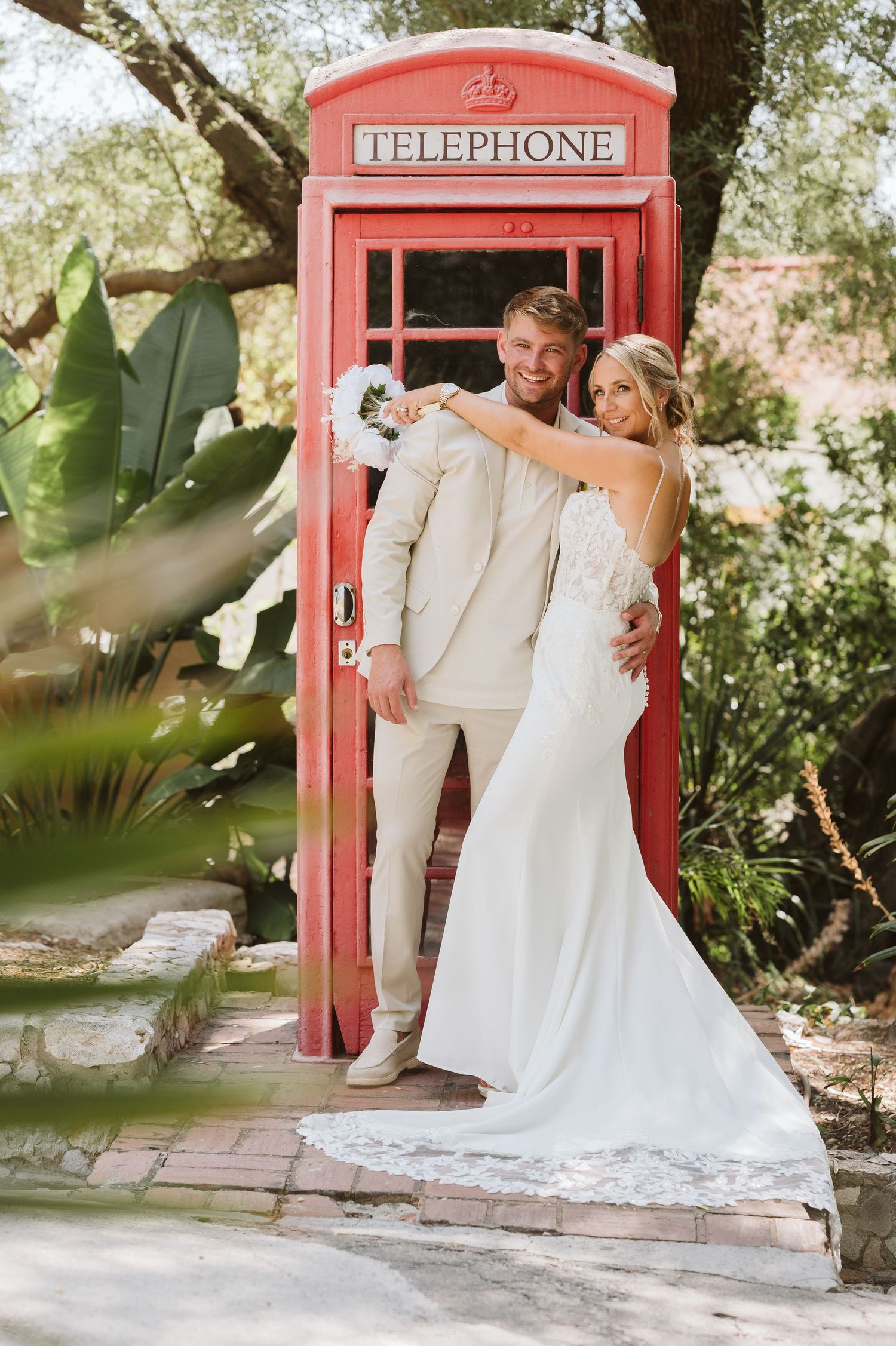 Editorial Gibraltar wedding portraits in Alameda Gardens
