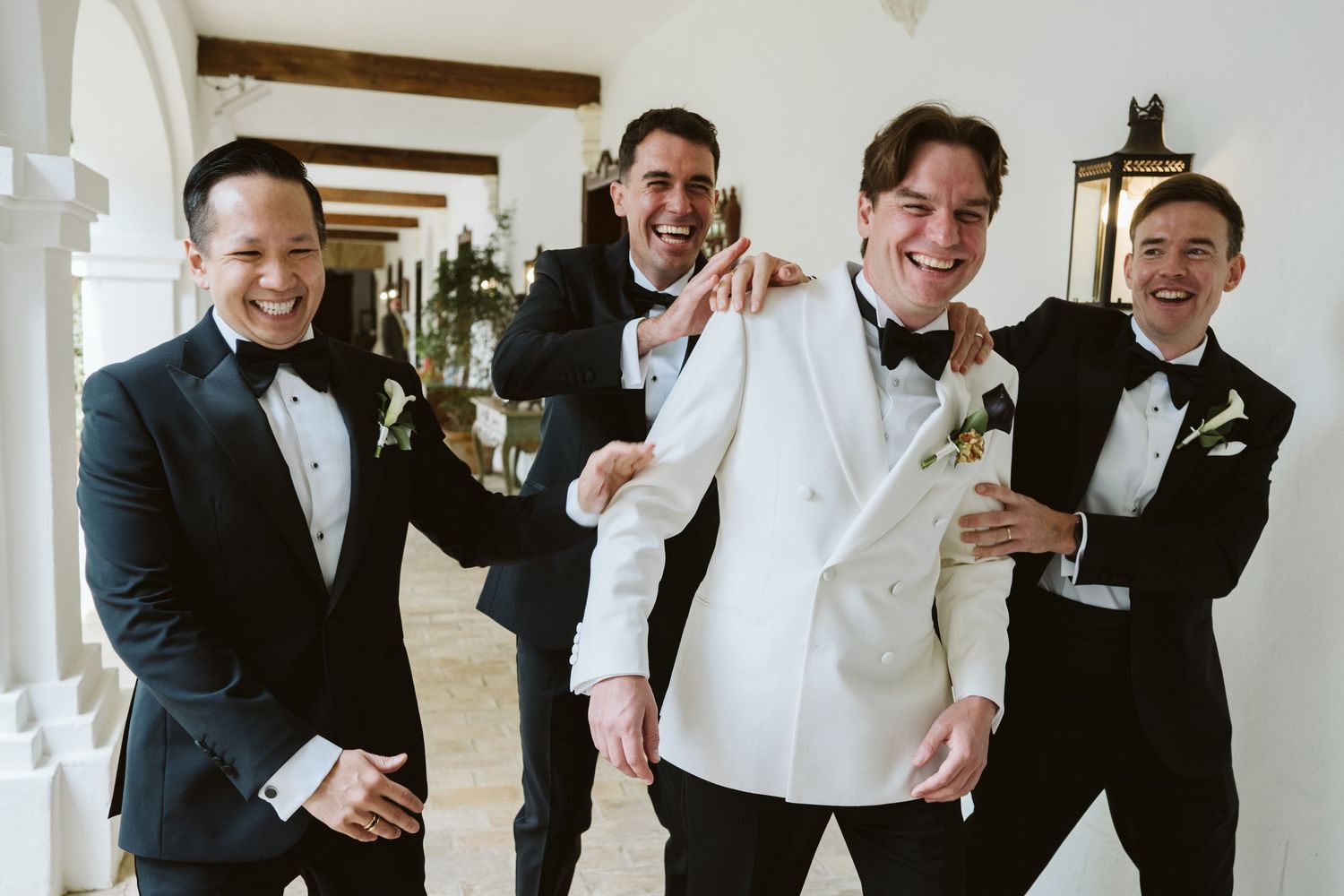 Groom cheered by his mates