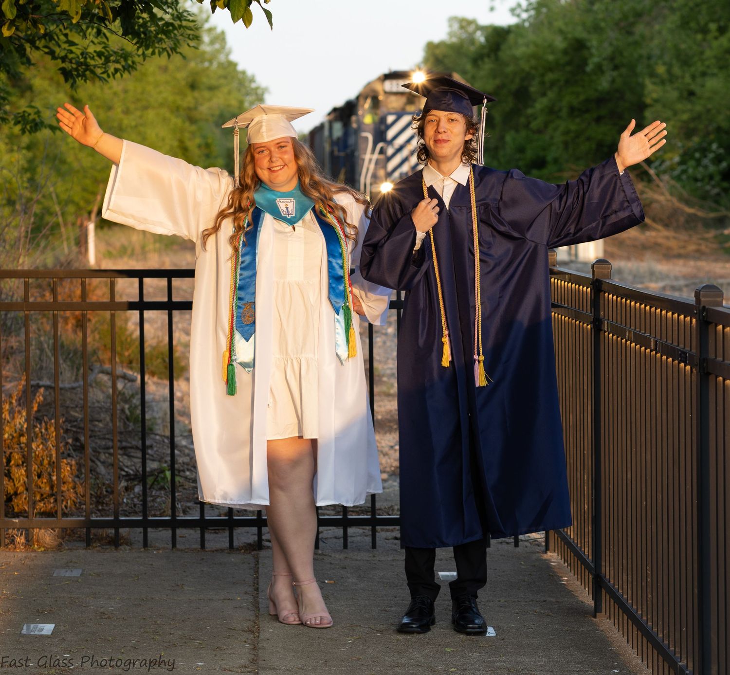High school cap and gown photoshoot at the Durand Union Train Station