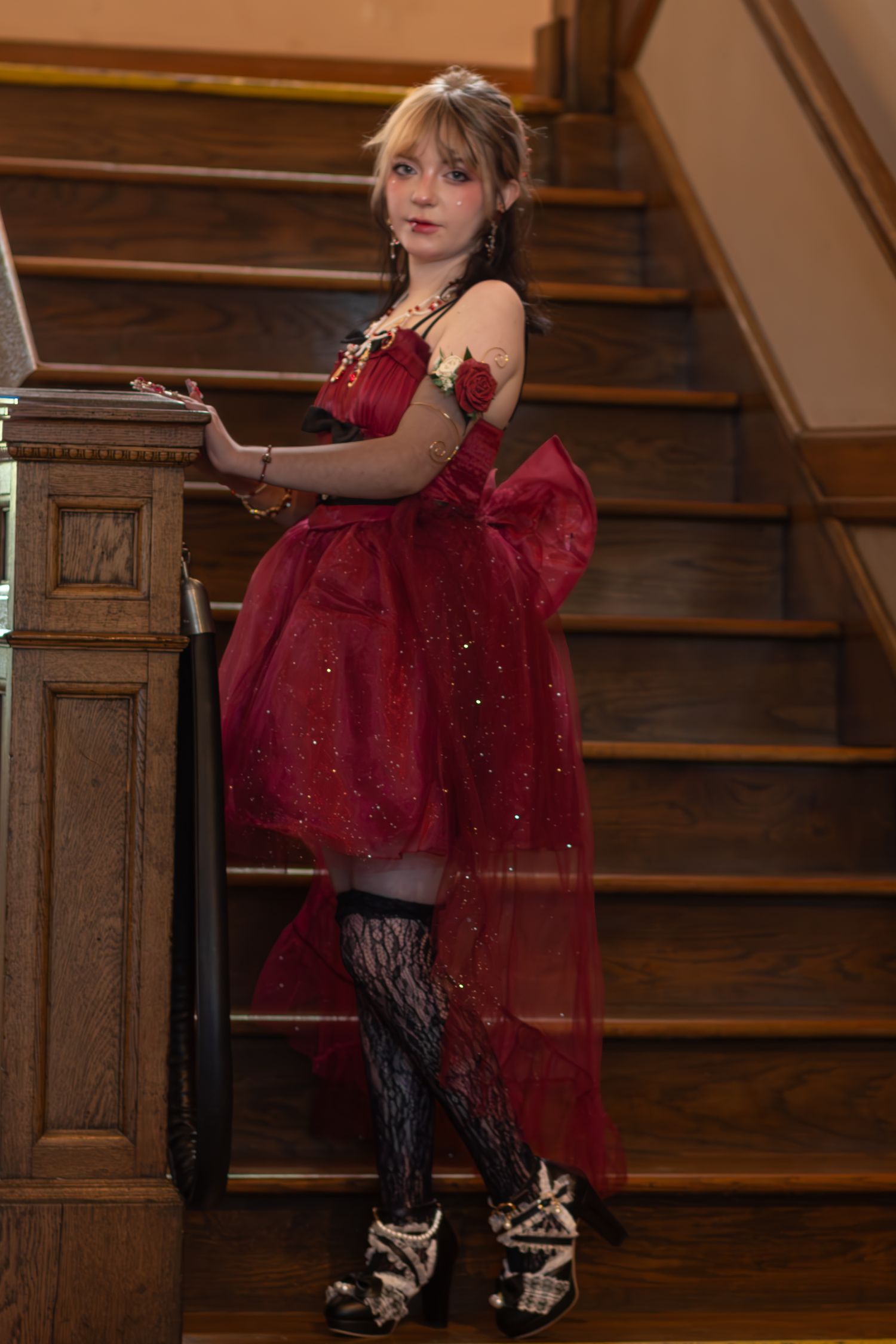 Elegant Prom photoshoot on a staircase- Durand Union Train Station
