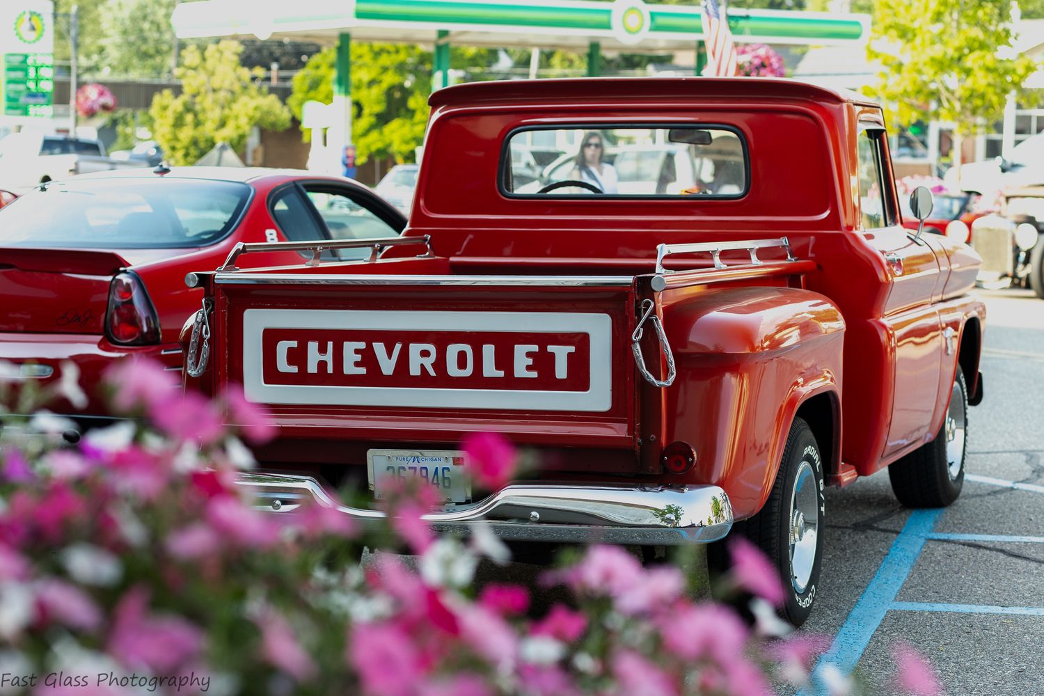 Beautiful flowers and Classic Chevy truck