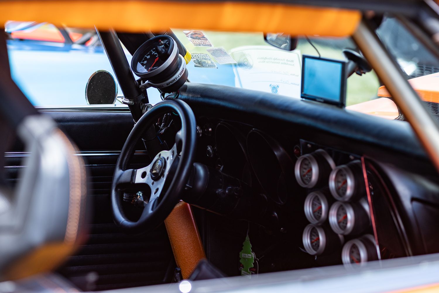 Interior photo of a high horsepower street rod