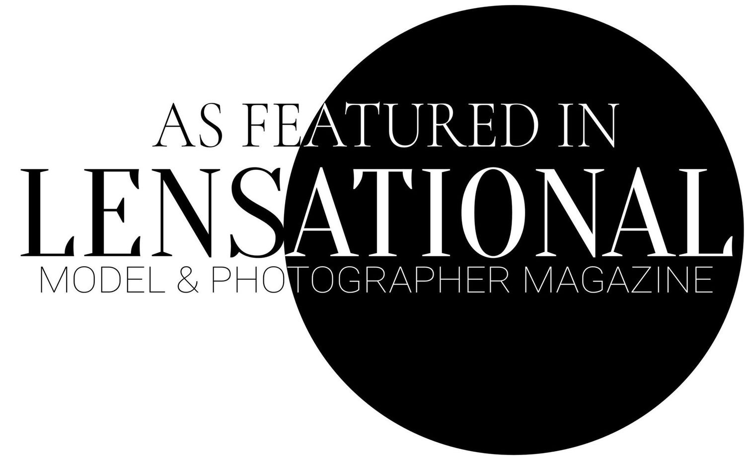 Lensational magazine logo design on black background.
