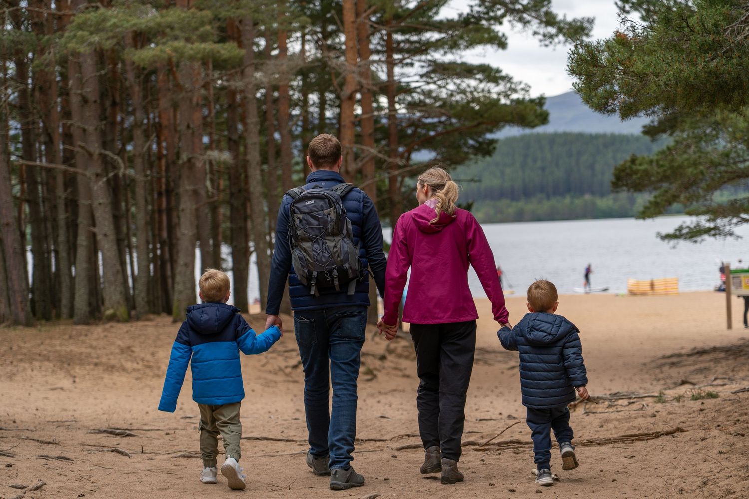 family on beach